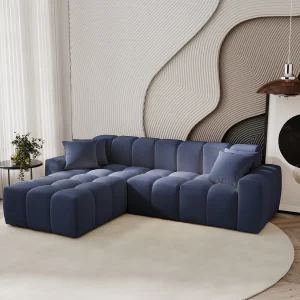 Emporius Napoli links Hoekbank 265×180 cm, sofa, woonkamerbank blauw (Komodo 50)