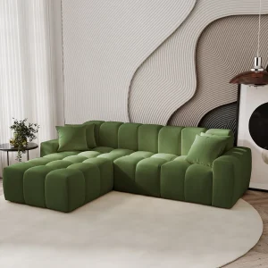 Emporius Napoli links Hoekbank 265×180 cm, sofa, woonkamerbank groen (Komodo 61)