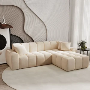 Emporius Napoli rechts Hoekbank 265×180 cm, sofa, woonkamerbank beige (Komodo 11)