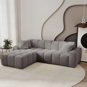 Emporius Napoli links Hoekbank 265×180 cm, sofa, woonkamerbank grijs (Komodo 21)