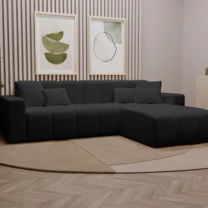 Emporius Miral rechts Hoekbank in L-vorm – sofa 265 cm, woonkamerbank, hoekbank zwart (Komodo 23)