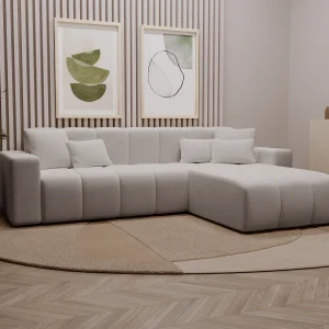 Emporius Miral rechts Hoekbank in L-vorm – sofa 265 cm, woonkamerbank, hoekbank lichtgrijs (Komodo 20)