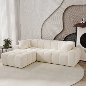 Emporius Napoli links Hoekbank 265×180 cm, sofa, woonkamerbank crème (Komodo 10)