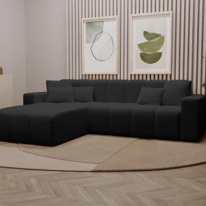 Emporius Miral links Hoekbank in L-vorm – sofa 265 cm, woonkamerbank, hoekbank zwart (Komodo 23)