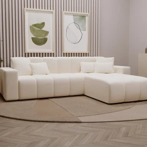 Emporius Miral rechts Hoekbank in L-vorm – sofa 265 cm, woonkamerbank, hoekbank crème (Komodo 10)