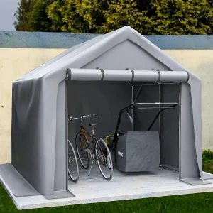 Gardenopvang – Gegalvaniseerd stalen metalen frame en PE -stof – Garage – 244x241x217cm – Grijs Gardenopvang – Gegalvaniseerd stalen metalen frame en PE -stof – Garage – 244x241x217cm – Grijs