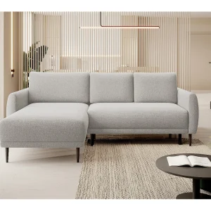 ECKSOFA BONO Sofa met slaapfunctie Stevige houten poten Elegante armleuningen Diepe zit 226x164x88cm Linkerzijde Beige