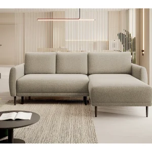 ECKSOFA BONO Sofa met slaapfunctie Stevige houten poten Stijlvolle armleggers Diepe zitting 226x164x88cm Rechterzijde Zand ECKSOFA BONO Sofa met slaapfunctie Stevige houten poten Stijlvolle armleggers Diepe zitting 226x164x88cm Rechterzijde Zand