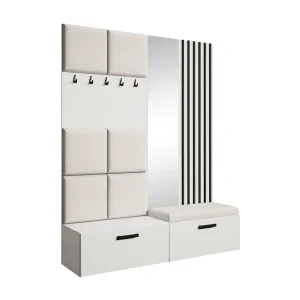GARDEROBE Margaret I+II 162/203/43 met gestoffeerde panelen/lamellen/spiegel GARDEROBE Margaret I+II 162/203/43 met gestoffeerde panelen/lamellen/spiegel