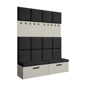 GARDEROBE Margaret I+I 162/203/43 met gestoffeerde panelen en schoenenkast GARDEROBE Margaret I+I 162/203/43 met gestoffeerde panelen en schoenenkast