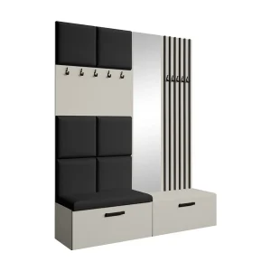 GARDEROBE Margaret I+II 162/203/43 met gestoffeerde panelen/lamellen/spiegel GARDEROBE Margaret I+II 162/203/43 met gestoffeerde panelen/lamellen/spiegel