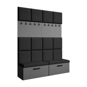 GARDEROBE Margaret I+I 162/203/43 met gestoffeerde panelen en schoenenkast GARDEROBE Margaret I+I 162/203/43 met gestoffeerde panelen en schoenenkast