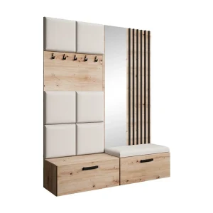 GARDEROBE Margaret I+II 162/203/43 met gestoffeerde panelen/lamellen/spiegel