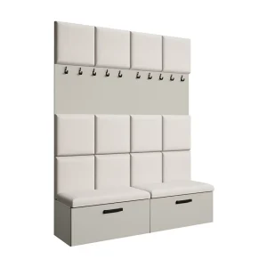 GARDEROBE Margaret I+I 162/203/43 met gestoffeerde panelen en schoenenkast GARDEROBE Margaret I+I 162/203/43 met gestoffeerde panelen en schoenenkast