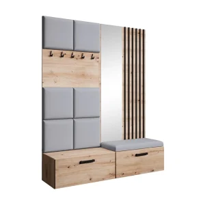 GARDEROBE Margaret I+II 162/203/43 met gestoffeerde panelen/lamellen/spiegel