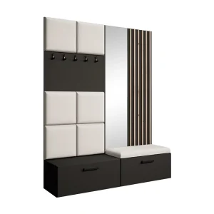 GARDEROBE Margaret I+II 162/203/43 met gestoffeerde panelen/lamellen/spiegel
