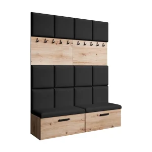 GARDEROBE Margaret I+I 162/203/43 met gestoffeerde panelen en schoenenkast GARDEROBE Margaret I+I 162/203/43 met gestoffeerde panelen en schoenenkast