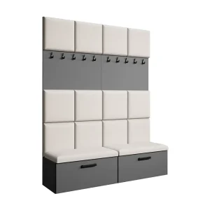 GARDEROBE Margaret I+I 162/203/43 met gestoffeerde panelen en schoenenkast GARDEROBE Margaret I+I 162/203/43 met gestoffeerde panelen en schoenenkast