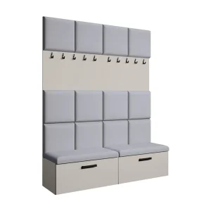 GARDEROBE Margaret I+I 162/203/43 met gestoffeerde panelen en schoenenkast GARDEROBE Margaret I+I 162/203/43 met gestoffeerde panelen en schoenenkast