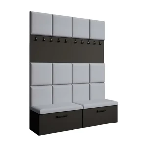 GARDEROBE Margaret I+I 162/203/43 met gestoffeerde panelen en schoenenkast GARDEROBE Margaret I+I 162/203/43 met gestoffeerde panelen en schoenenkast