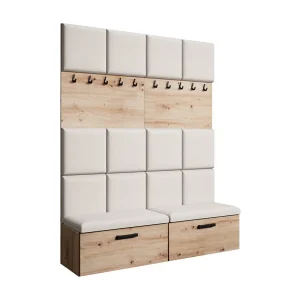 GARDEROBE Margaret I+I 162/203/43 met gestoffeerde panelen en schoenenkast GARDEROBE Margaret I+I 162/203/43 met gestoffeerde panelen en schoenenkast