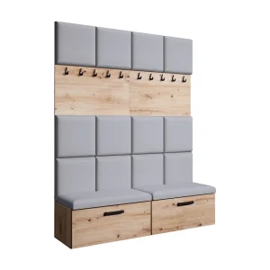 GARDEROBE Margaret I+I 162/203/43 met gestoffeerde panelen en schoenenkast GARDEROBE Margaret I+I 162/203/43 met gestoffeerde panelen en schoenenkast