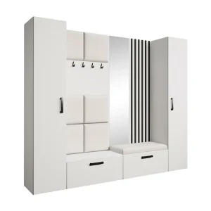 GARDEROBE Margaret XL 242/203/43 met gestoffeerde panelen/lamellen/spiegel GARDEROBE Margaret XL 242/203/43 met gestoffeerde panelen/lamellen/spiegel