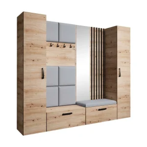 GARDEROBE Margaret XL 242/203/43 met gestoffeerde panelen/lamellen/spiegel GARDEROBE Margaret XL 242/203/43 met gestoffeerde panelen/lamellen/spiegel