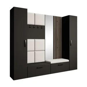 GARDEROBE Margaret XL 242/203/43 met gestoffeerde panelen/lamellen/spiegel GARDEROBE Margaret XL 242/203/43 met gestoffeerde panelen/lamellen/spiegel