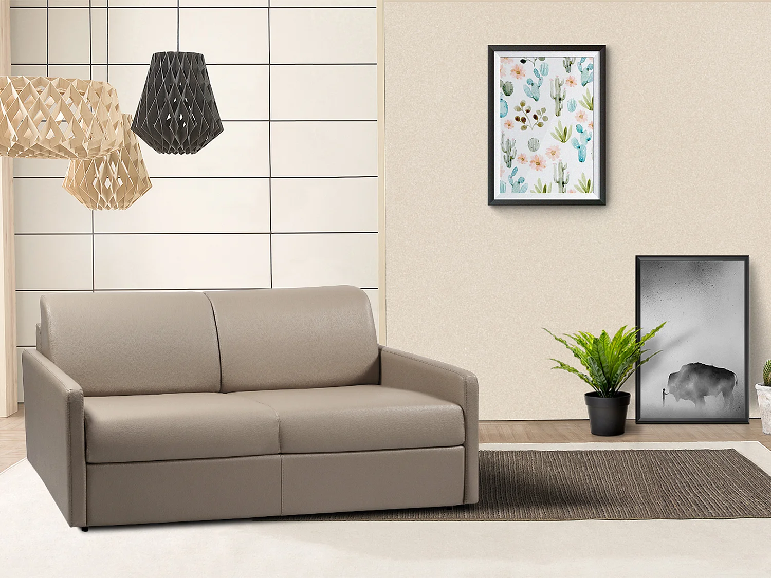Driezits express bedbank 14 cm Kunstleer Taupe CALIFE