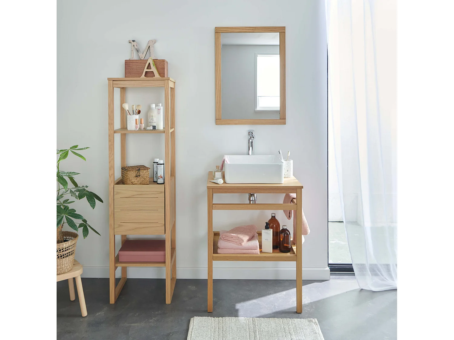 Enkele unit + wastafel + spiegel + HOPP kolom