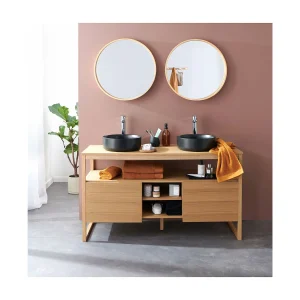 Dubbele wastafelmeubel + wastafel + spiegel ATOLL