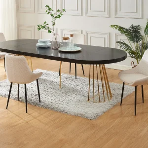 Dinerset FIRELA tafel + 4 stoelen MASURIE – Zwart en crème Dinerset FIRELA tafel + 4 stoelen MASURIE – Zwart en crème