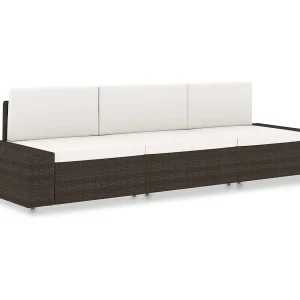 Driezitsbank sectioneel poly rattan bruin