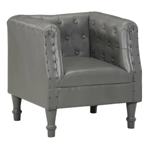 Fauteuil echt leer grijs Fauteuil echt leer grijs