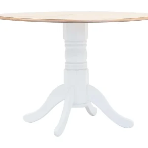 Eettafel 106 cm massief rubberwood wit en bruin Eettafel 106 cm massief rubberwood wit en bruin