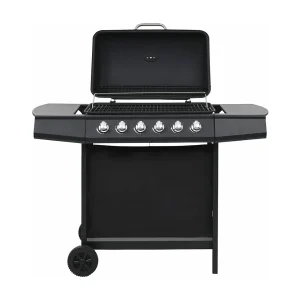 Gasbarbecue met 6 kookzones staal zwart