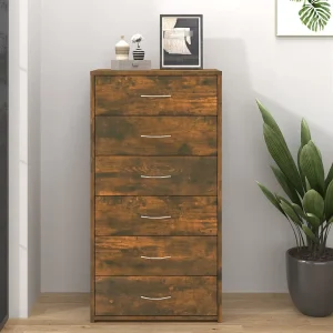 Dressoir met 6 lades 50x34x96 cm bewerkt hout gerookt eiken Dressoir met 6 lades 50x34x96 cm bewerkt hout gerookt eiken