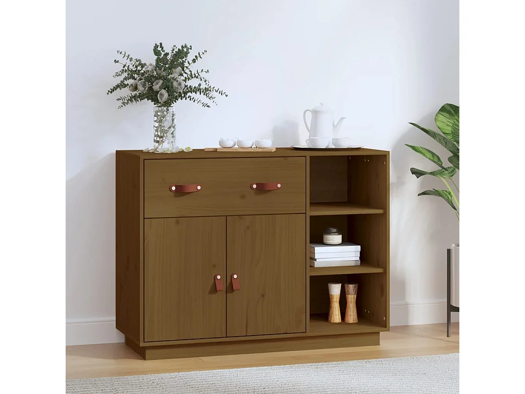 Dressoir 98,5x40x75 cm massief grenenhout honingbruin