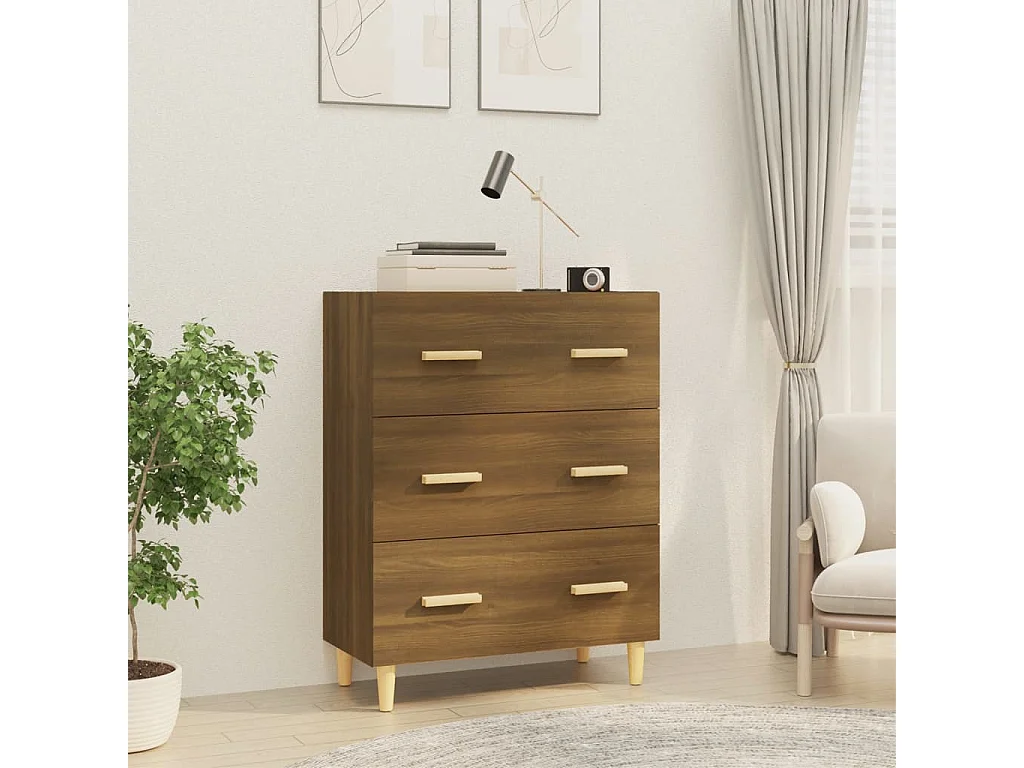 Dressoir 70x34x90 cm bewerkt hout bruin eikenkleur