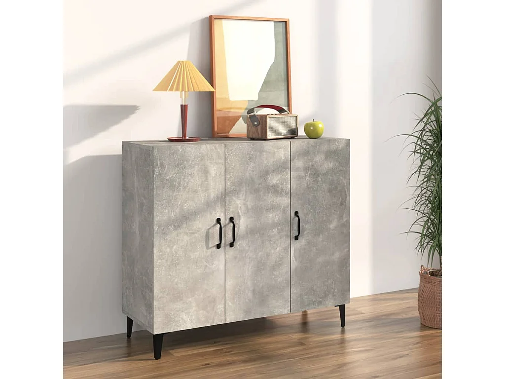 Dressoir 90x34x80 cm bewerkt hout betongrijs