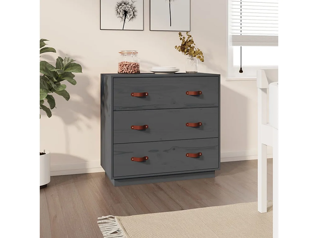 Dressoir 80x40x75 cm massief grenenhout grijs