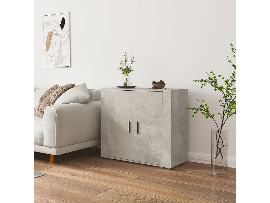 Dressoir 80x33x70 cm bewerkt hout betongrijs