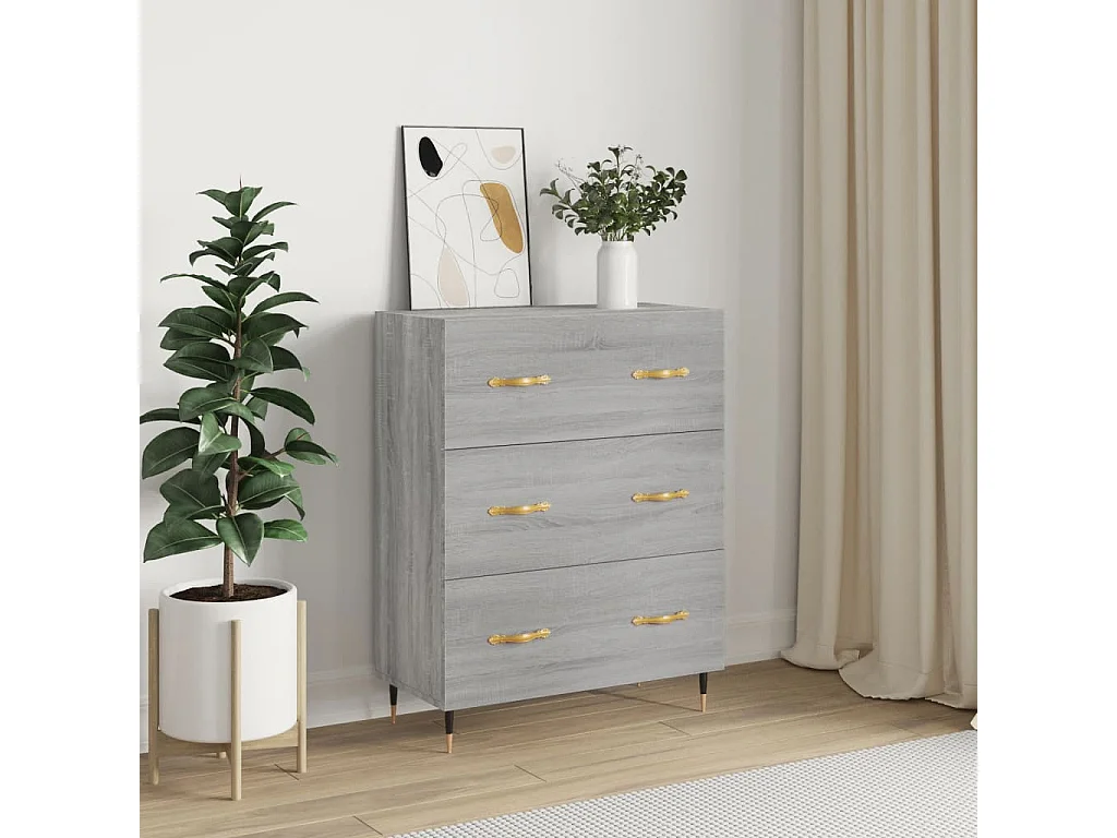 Dressoir 69,5x34x90 cm bewerkt hout grijs sonoma eikenkleurig