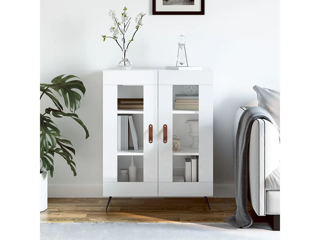 Dressoir 69,5x34x90 cm bewerkt hout hoogglans wit