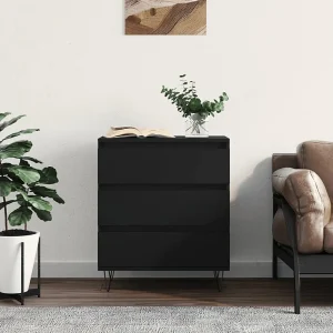 Dressoir 60x35x70 cm bewerkt hout zwart