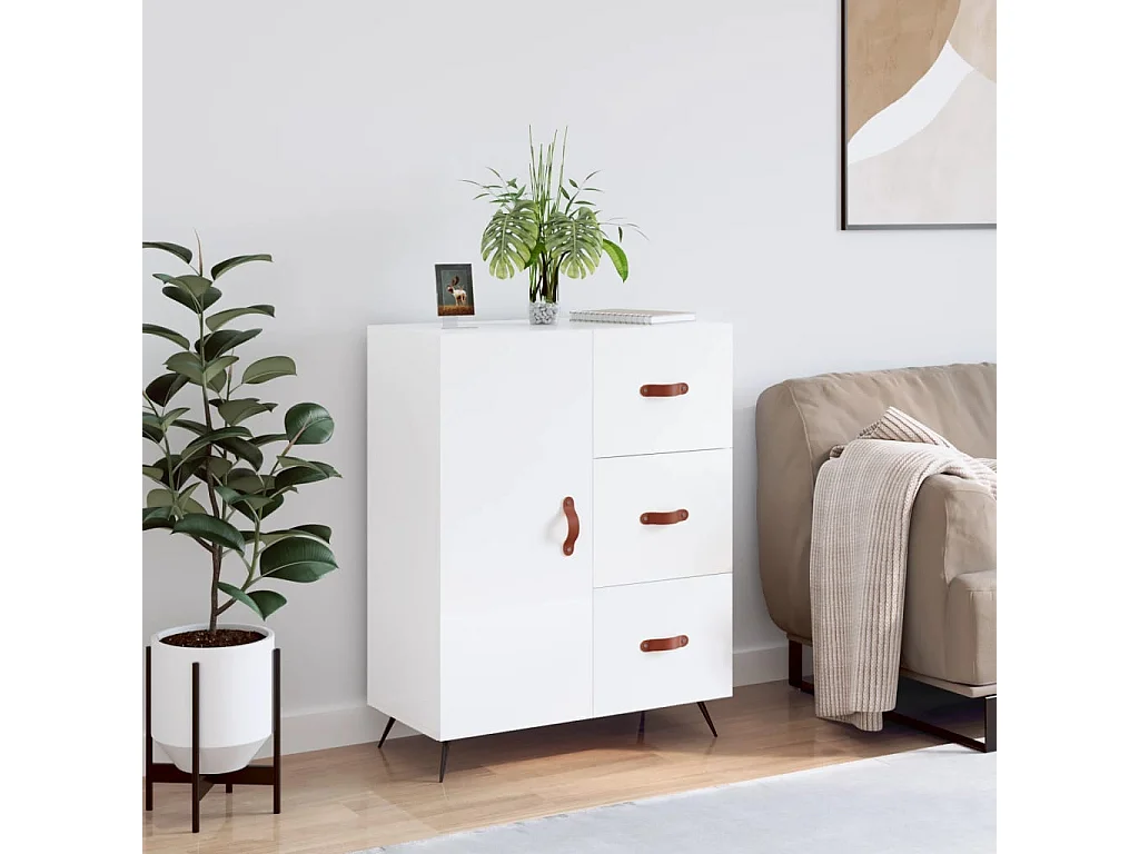 Dressoir 69,5x34x90 cm bewerkt hout hoogglans wit
