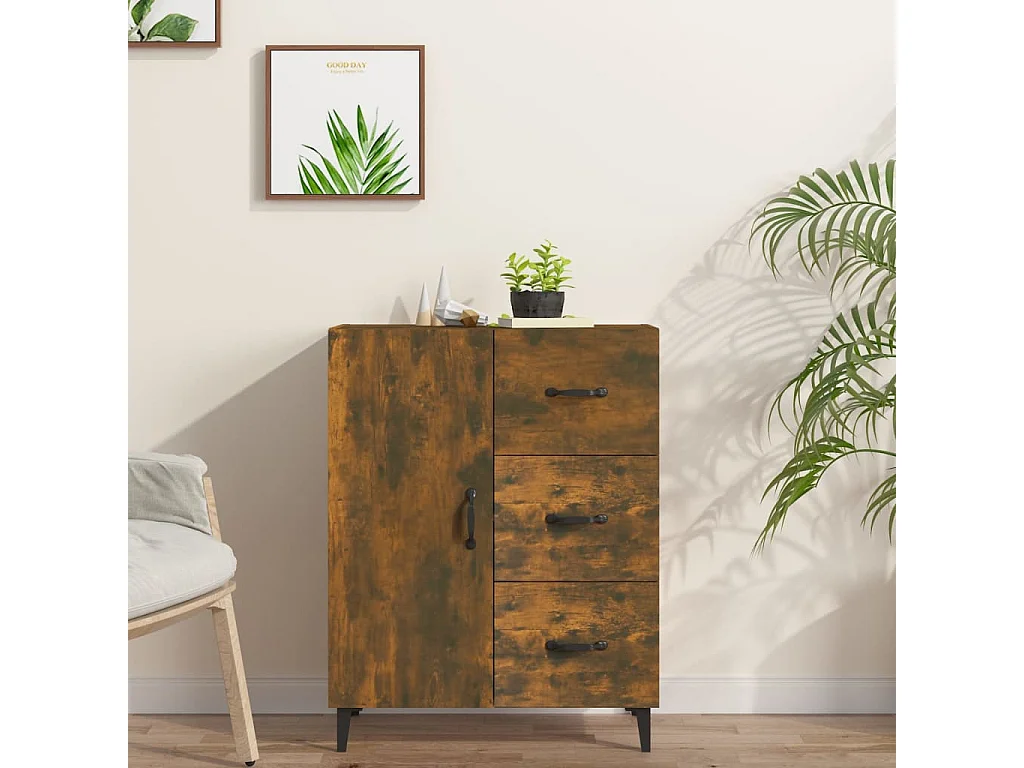 Dressoir 69,5x34x90 cm bewerkt hout gerookt eikenkleurig