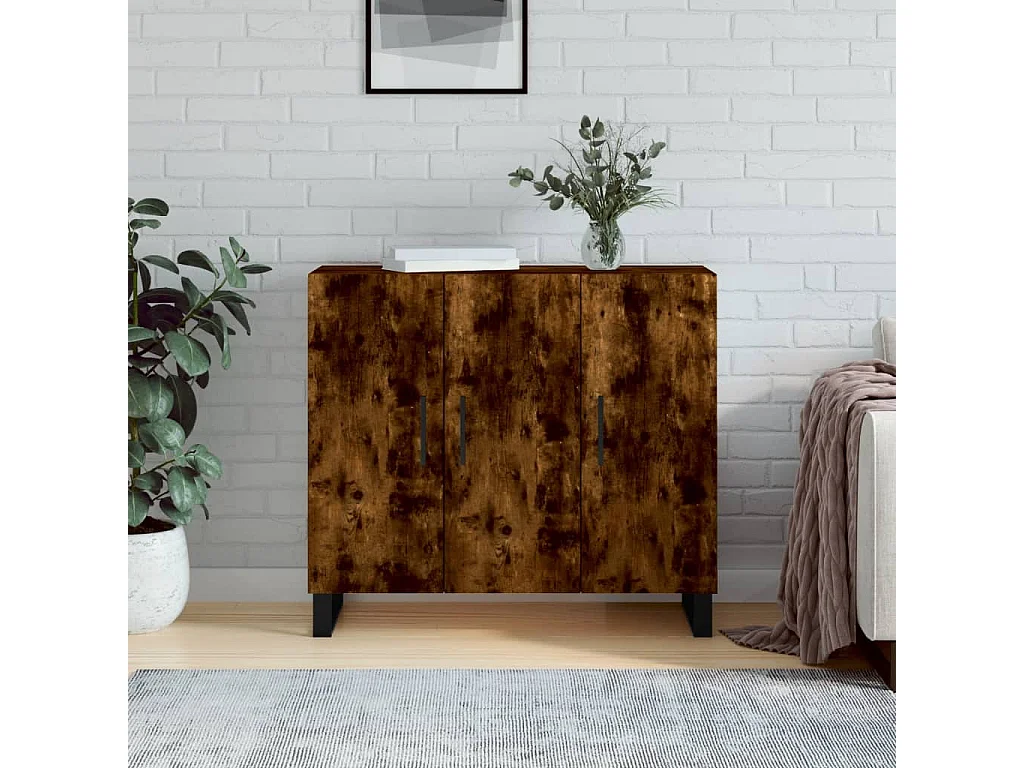 Dressoir 90x34x80 cm bewerkt hout gerookt eikenkleurig