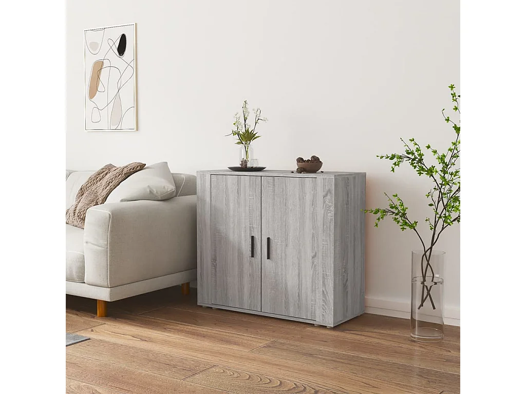 Dressoir 80x33x70 cm bewerkt hout grijs sonoma eikenkleurig